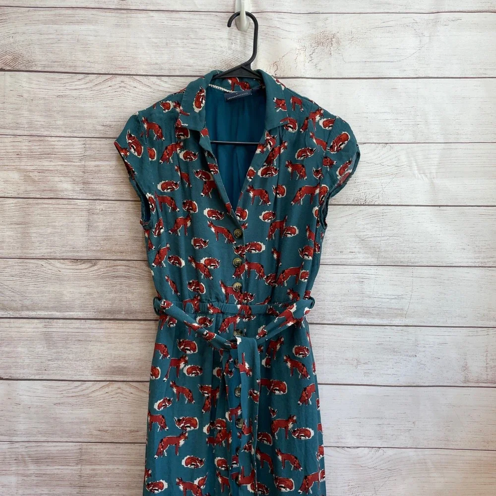 MAEVE ANTHROPOLOGIE CATHERINE FOX PRINT DRESS - Picture 3 of 8